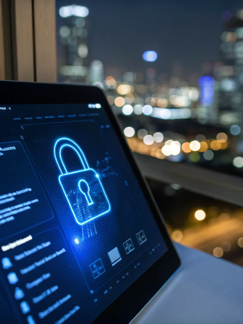 A professional-looking photograph of a secure online banking interface with multiple layers of security protocols visible, emphasizing the safety of transactions on SwissMoney.